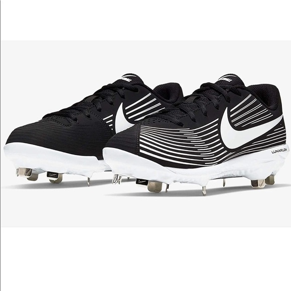 NIB! Nike womens 7.5, white/black lunar hyperdiamobd 3 varsity softball cleats. - Picture 3 of 11